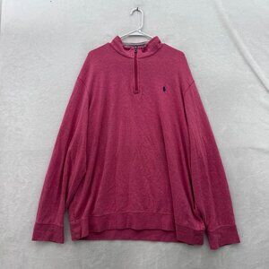 Polo Ralph Lauren Performance  1/4 Zip Pullover 2XL Pink Viscose Pony Casual